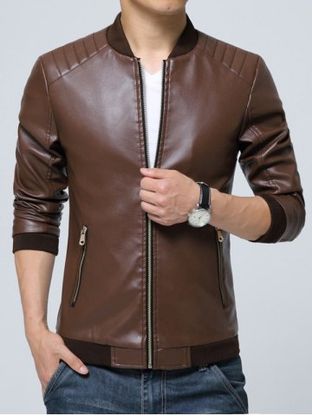 Pocket Zippered Faux Leather Jacket