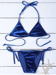 [36% OFF] Velvet Skimpy Halter Bikini | Rosegal