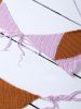 Color Block Knitted String Bikini -  
