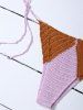 Color Block Knitted String Bikini -  