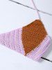 Color Block Knitted String Bikini -  