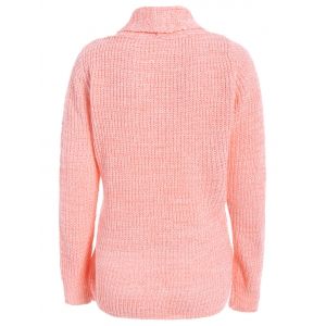 Pink M High Neck Asymmetrical Cardigan | RoseGal.com