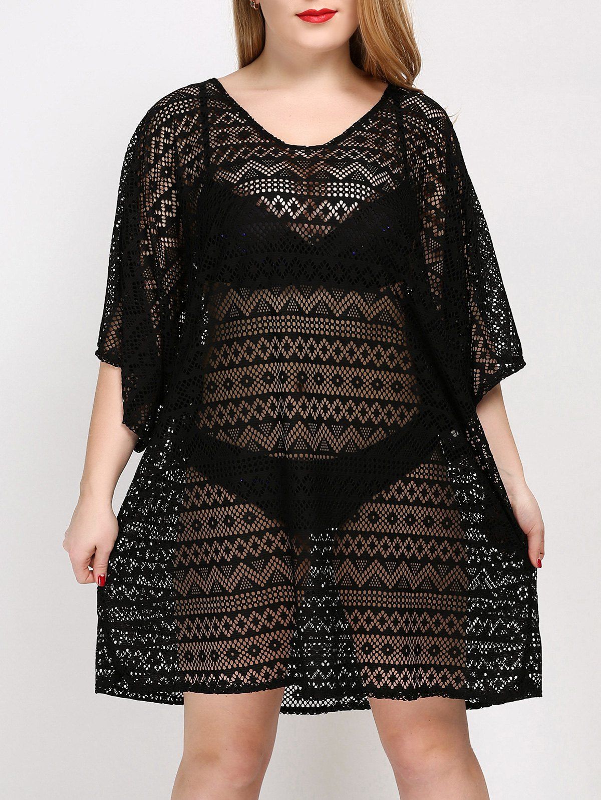 

Plus Size Backless Cover Up Dress, Black