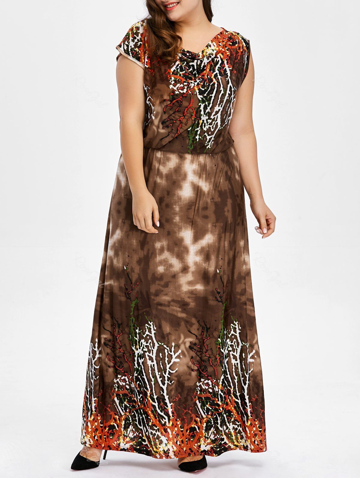 [21% OFF] Bohemian Plus Size Long Printed Maxi Dress | Rosegal