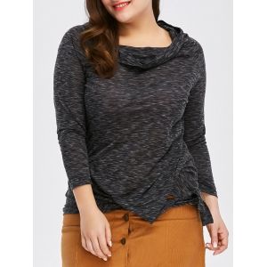 

Fashionable Off-The-Shoulder Solid Color Plus Size 3/4 Sleeve T-Shirt For Women, Black