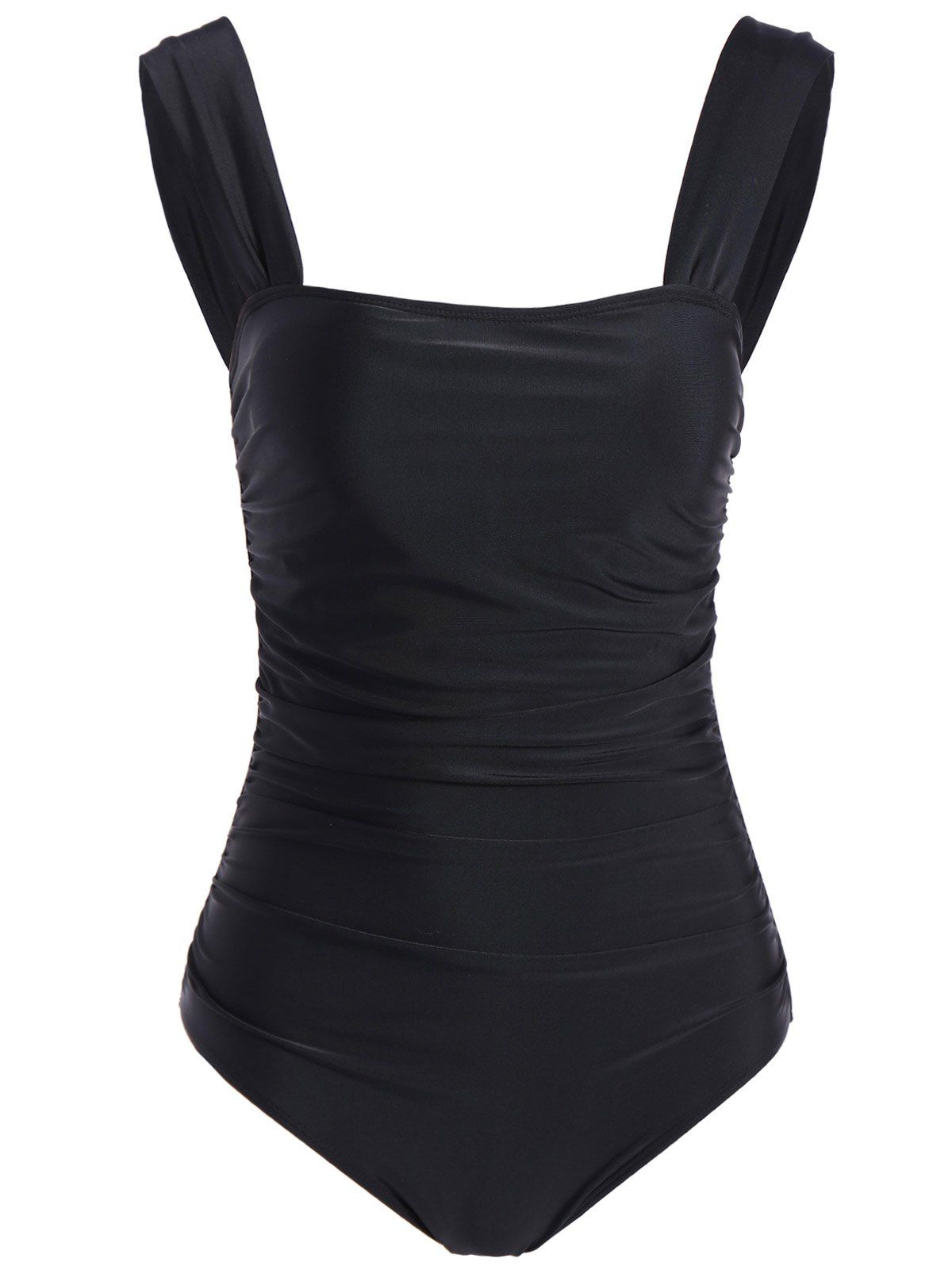 Black L Padded Ruched One Piece Swimwear