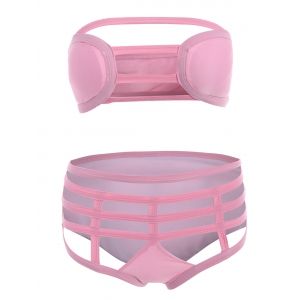 

Strapless Cut Out Bikini Set, Shallow pink
