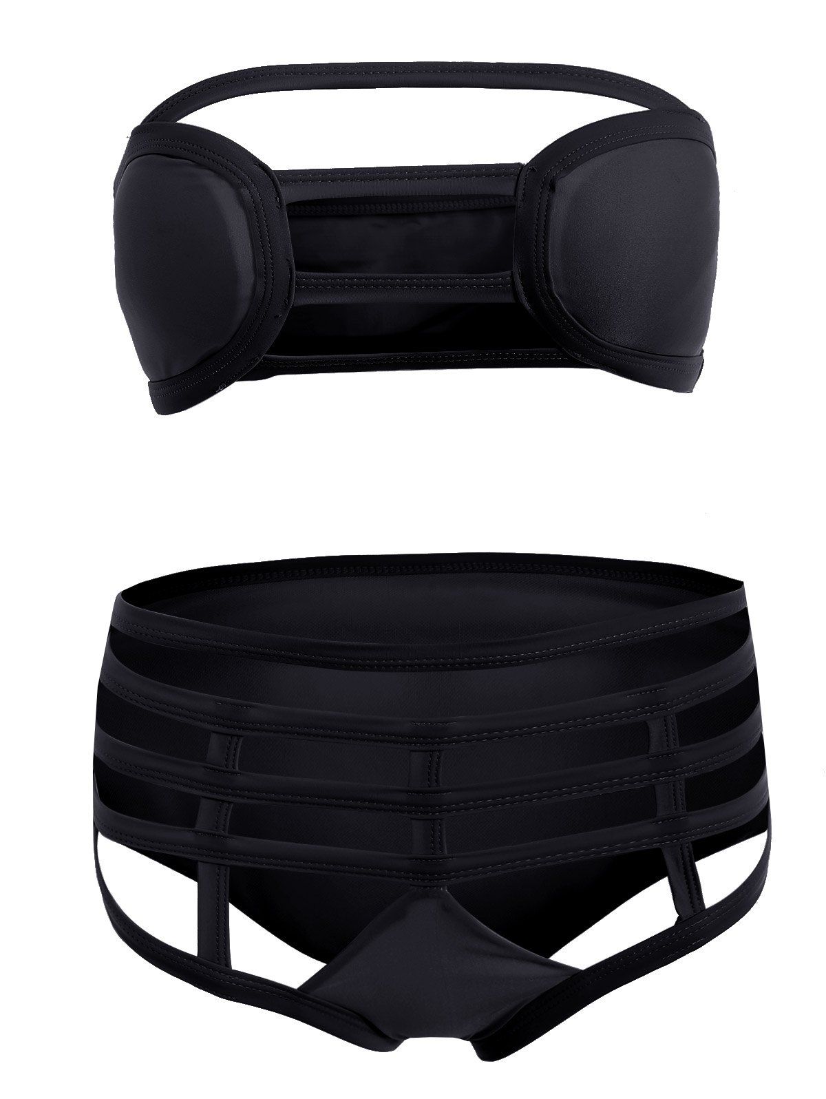 

Strapless Cut Out Bikini Set, Black