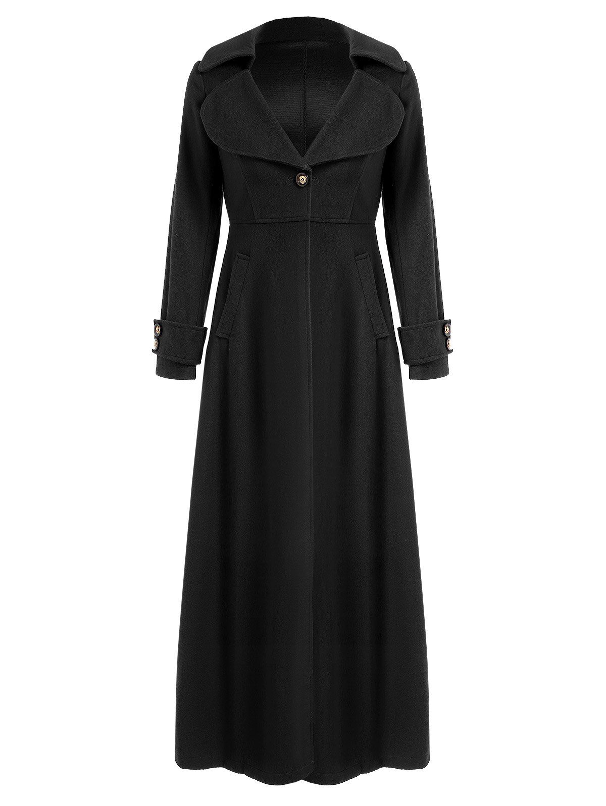 [38% OFF] Elegant Solid Color Turn-Down Collar Tunic Maxi Coat For ...