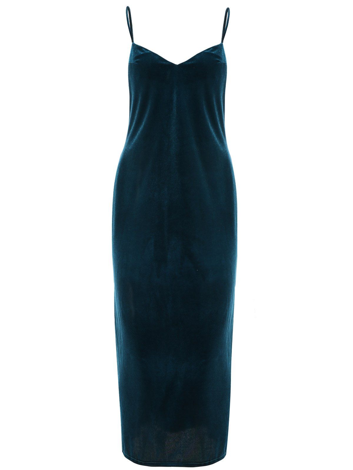 velvet spaghetti strap maxi dress