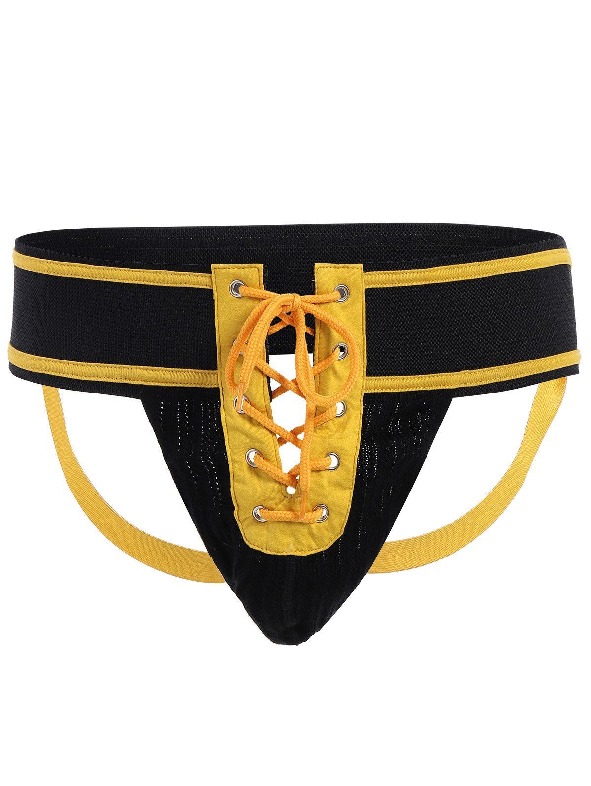 

Lace Up String U Convex Pouch T-Back, Yellow