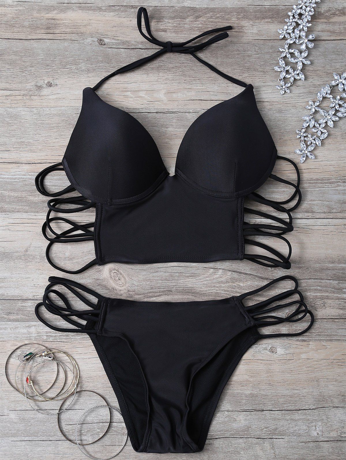 push up strappy bikini