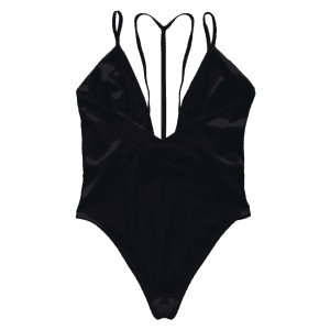 Black S Cami Backless Low Cut Bodysuit | RoseGal.com