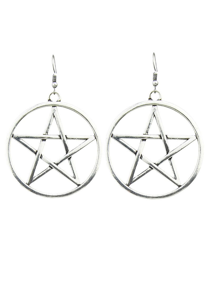 

Circle Star Earrings, Silver