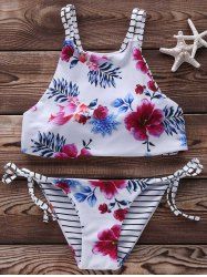 Off Floral High Neck Piece Swimsuit Rosegal