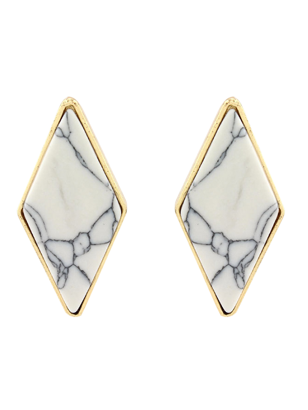

Artificial Turquoise Geometric Drop Earrings, White