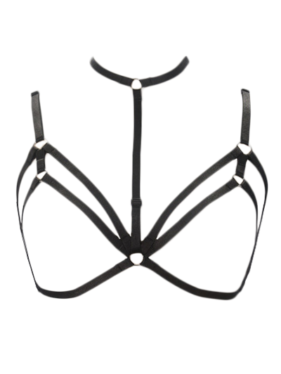 

Harness Bra Bondage Layered Body Jewelry Necklace, Black