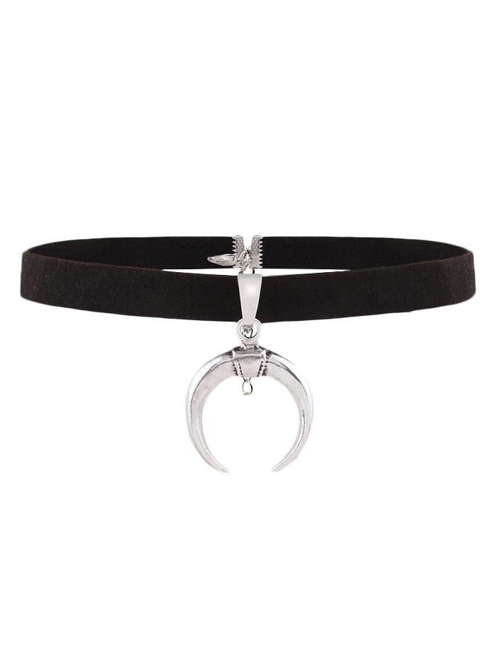 

Double Horn Velvet Choker Necklace, Black