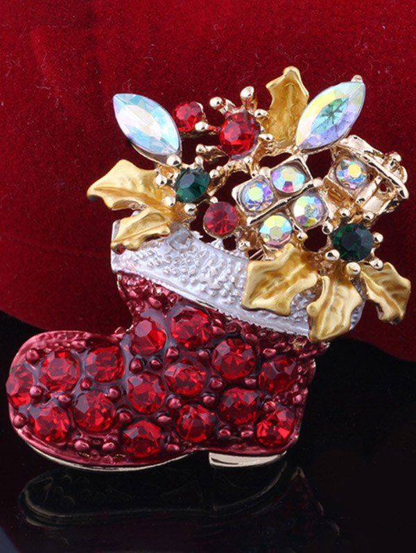 

Christmas Boots Brooch, Red