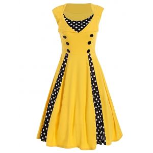 Polka Dot Sleeveless A Line Midi Dress