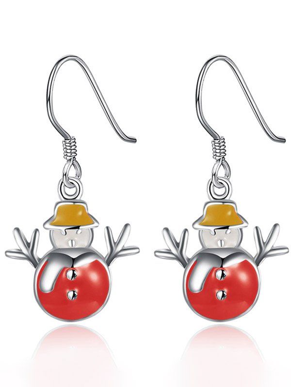 

Christmas Snowman Enamel Dangle Earrings, Red
