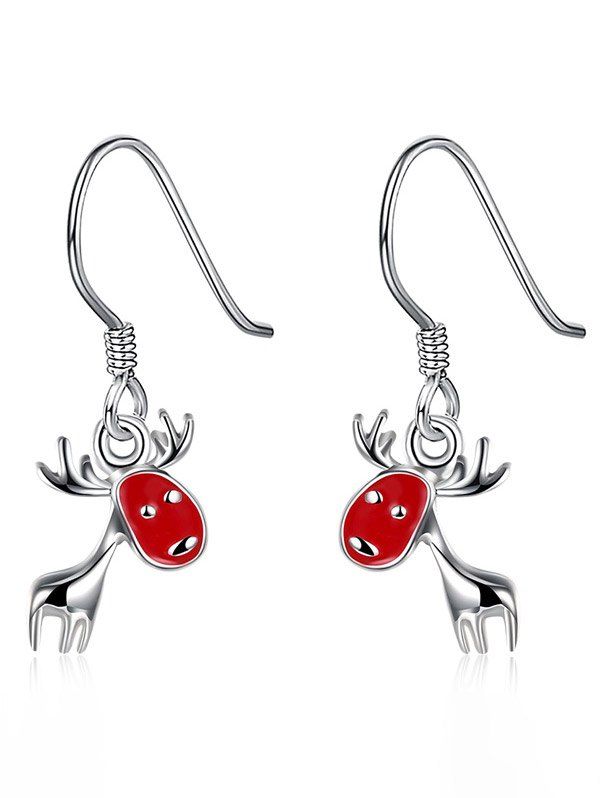 

Enamel Christmas Deer Drop Earrings, Red