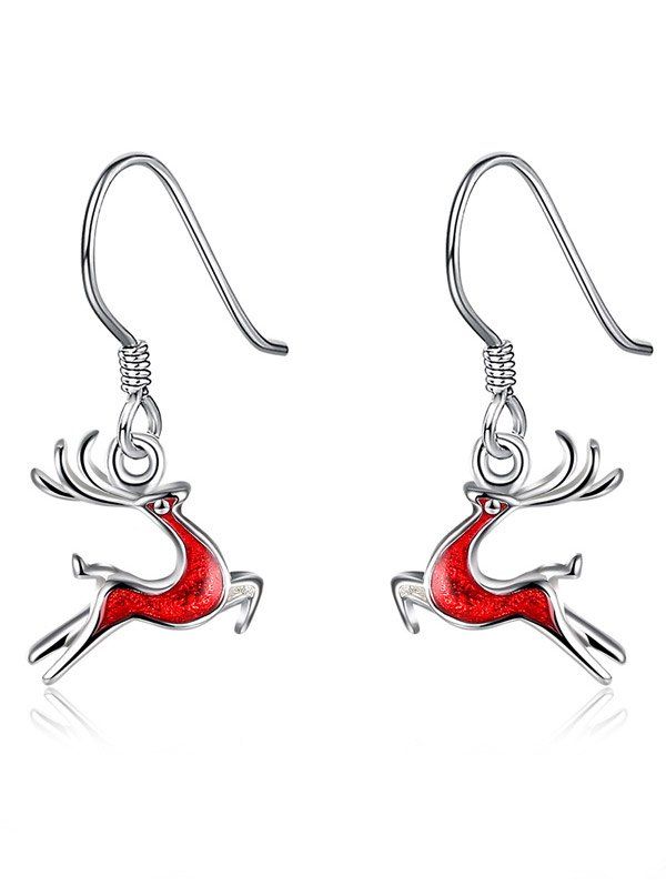 

Enamel Christmas Elk Silver Plated Earrings, Red