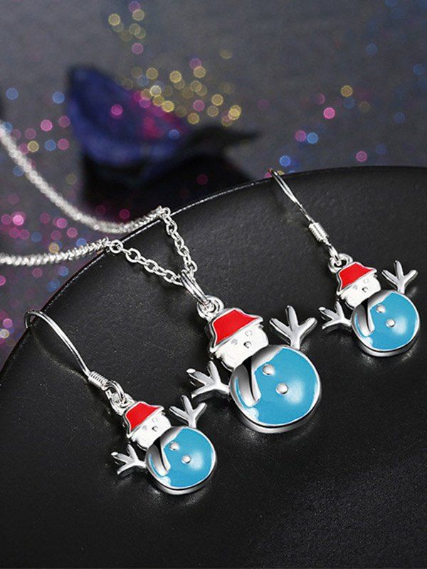 

Christmas Snowman Enamel Jewelry Set, Blue