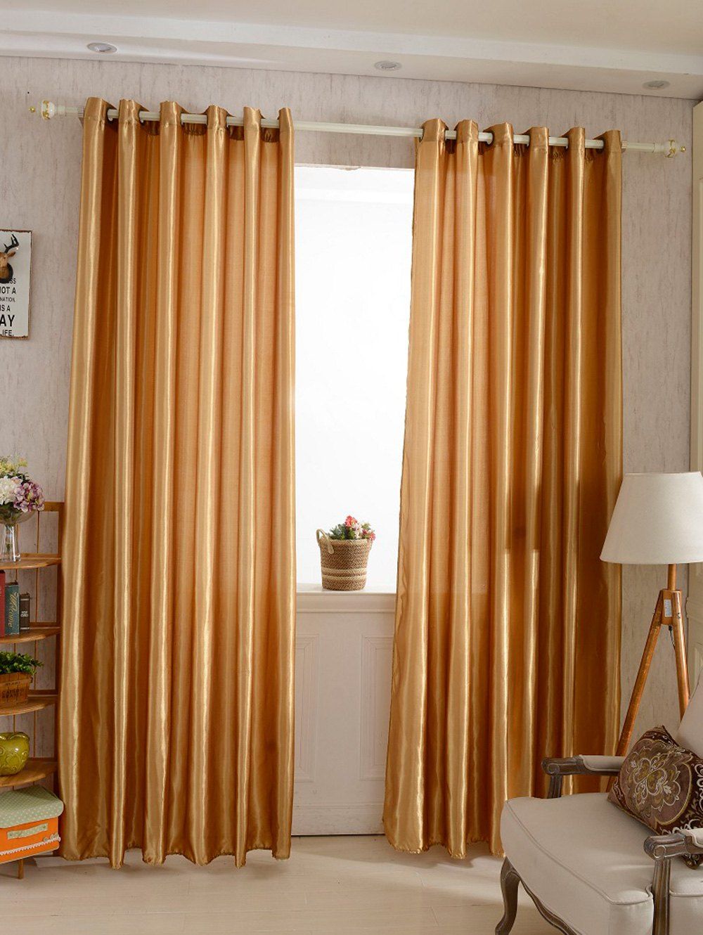 

Home Decor Grommets Ring Top Blackout Curtain, Dark khaki