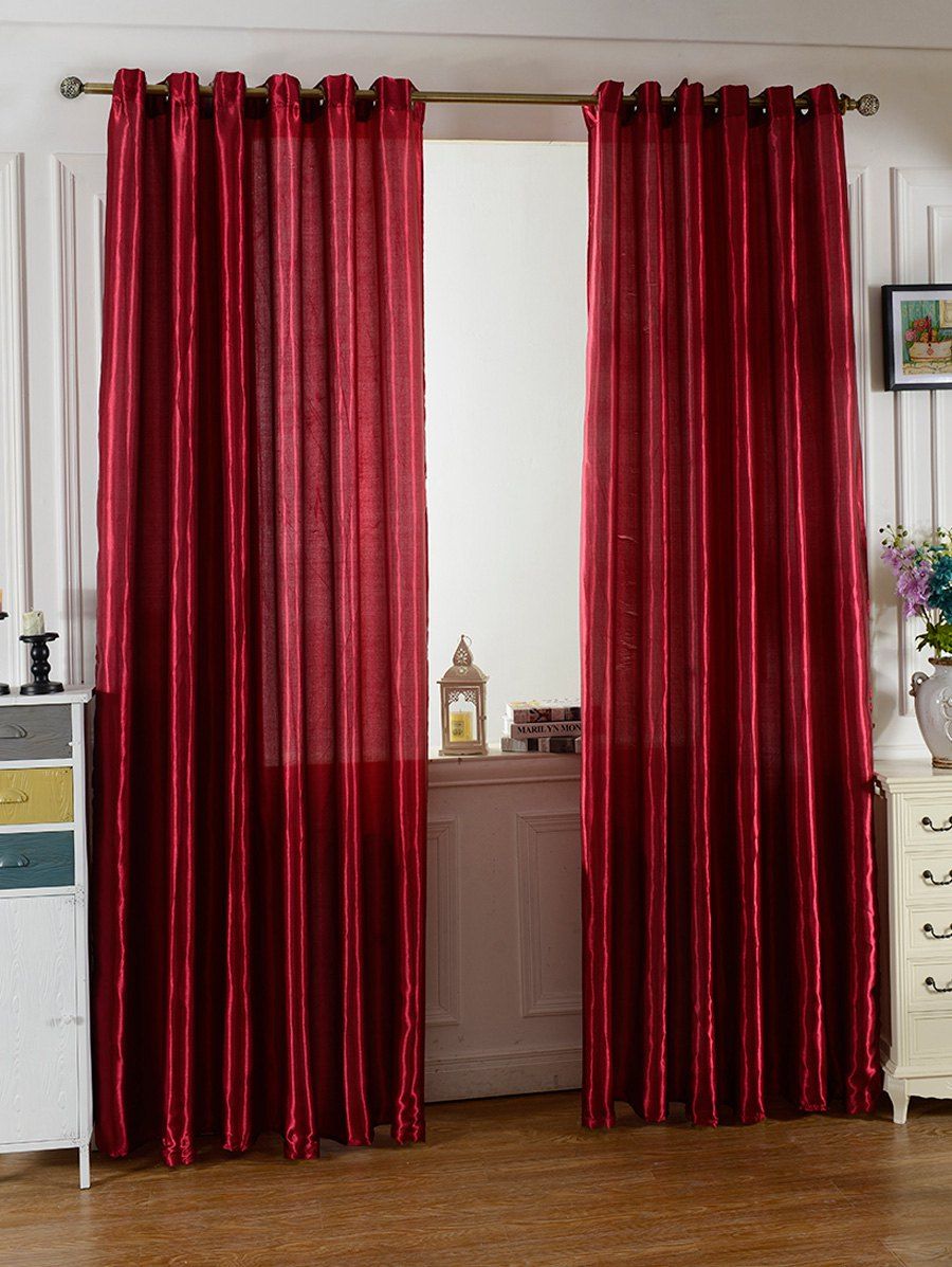 

Home Decor Grommets Ring Top Blackout Curtain, Wine red