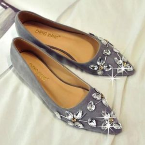 Rhinestones Suede Flat Shoes