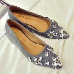 Rhinestones Suede Flat Shoes