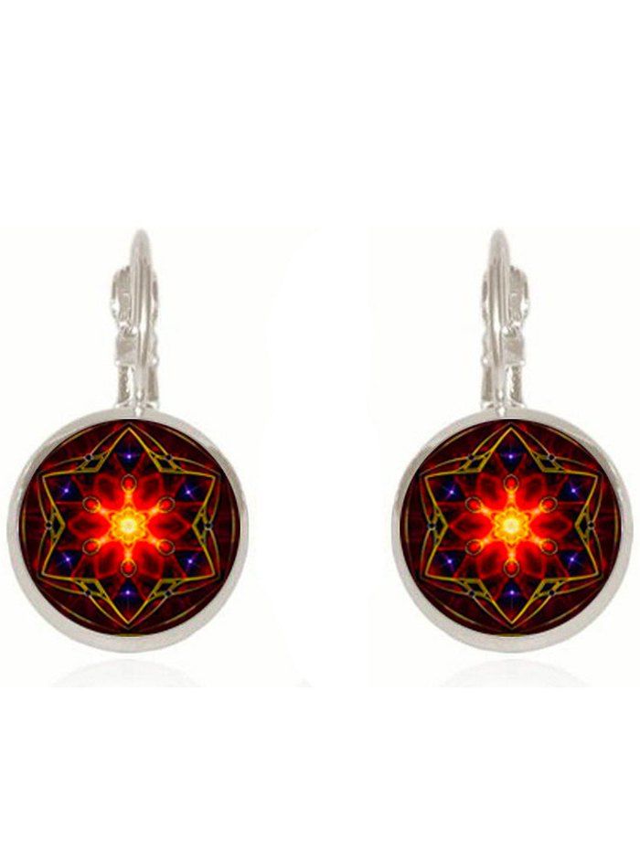 

Artificial Gem Hexagram Circle Drop Earrings, Silver