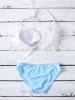 Lace Panel Halter Push Up Bikini Set -  