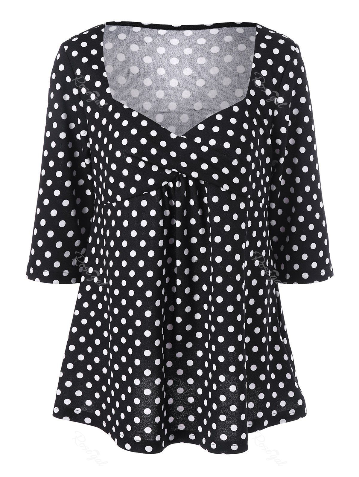 [42% OFF] Plus Size Empire Waist Polka Dot T-Shirt | Rosegal