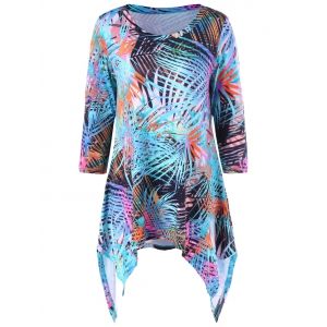 

Graphic Asymmetrical Longline T-Shirt, Colormix