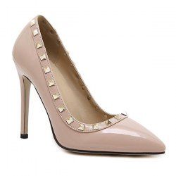 Metal Rivets Pointed Toe Pumps