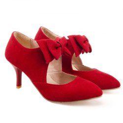 Bowknot Pointed Toe Suede Pumps