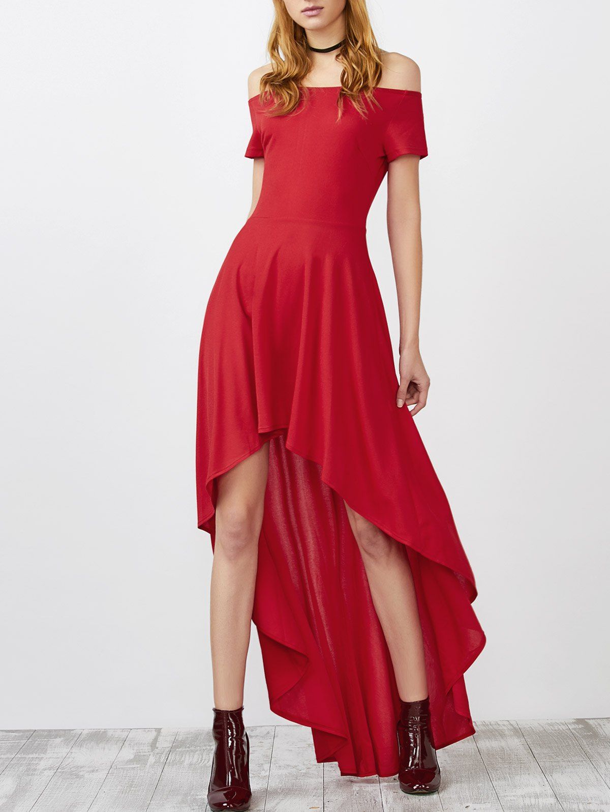 off the shoulder high low