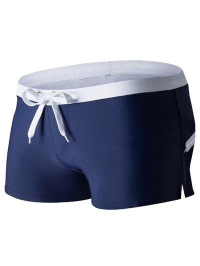 

Back Pocket Drawstring Swimming Trunks, Purplish blue