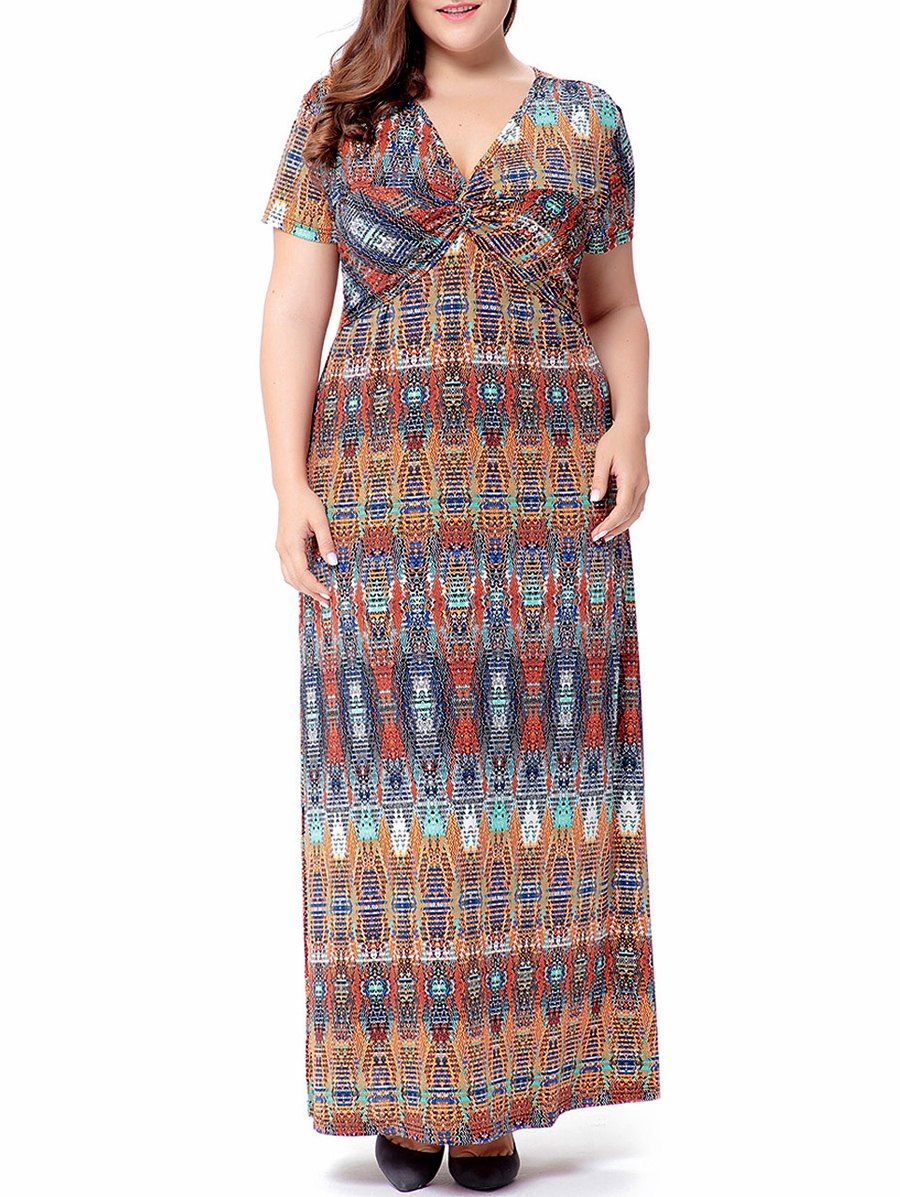 [31% OFF] Maxi Printed Knot Long Bohemian Dress | Rosegal