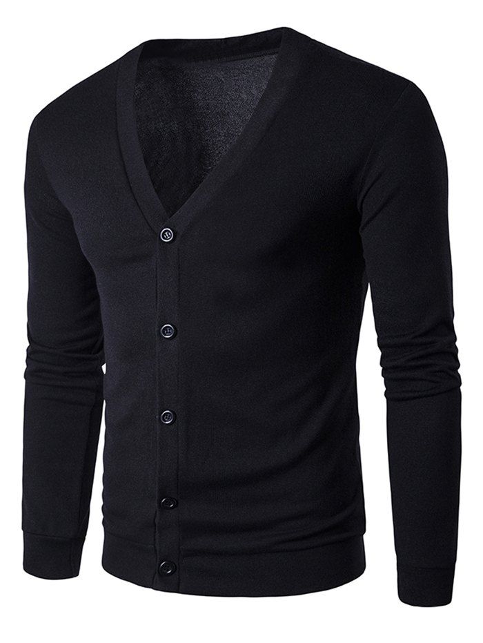 [54% OFF] Cotton Blends V Neck Button Up Cardigan | Rosegal