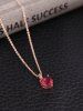 Artificial Ruby Heart Pendant Necklace and Earrings -  
