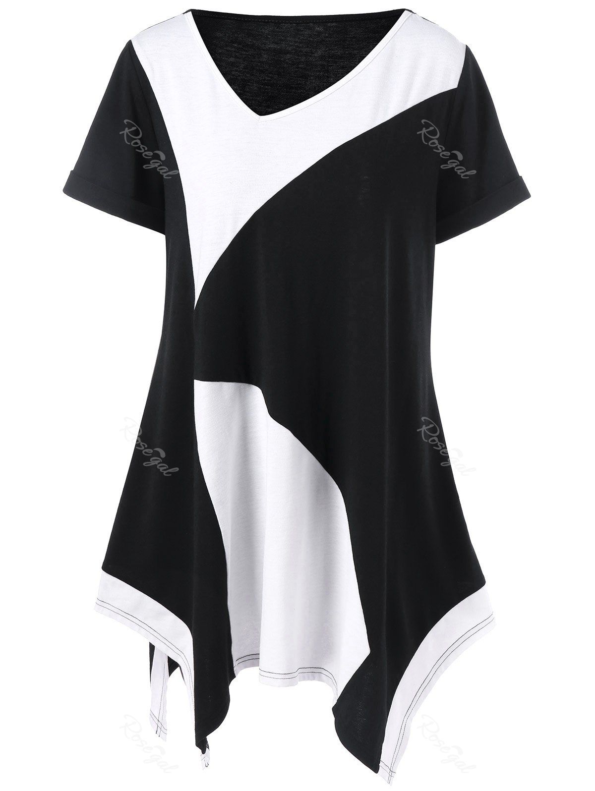 [35% OFF] Plus Size Long Cuffed Sleeve Asymmetrical T-Shirt | Rosegal