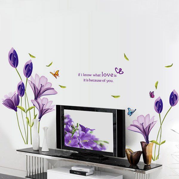 [38 OFF] Flower Love Quote Wall Stickers Rosegal