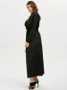 Plus Size Deep V Neck Maxi Evening Dress with Long Sleeve -  