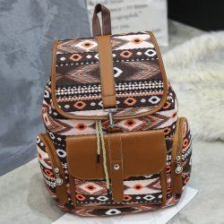 Tribal Printed Canvas Backpack
