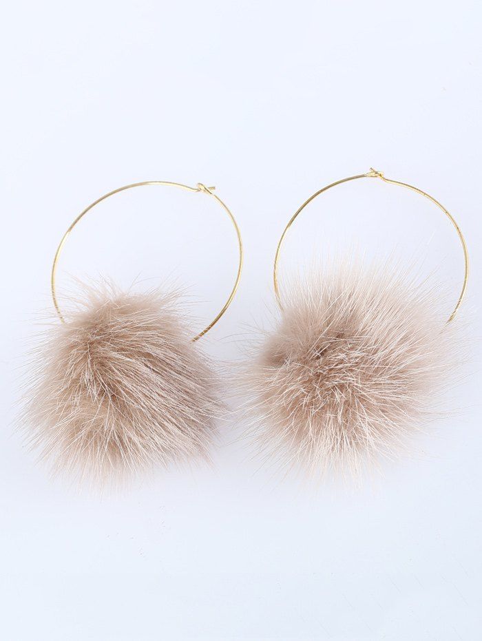 [41 OFF] Fuzzy Ball Circle Hoop Earrings Rosegal