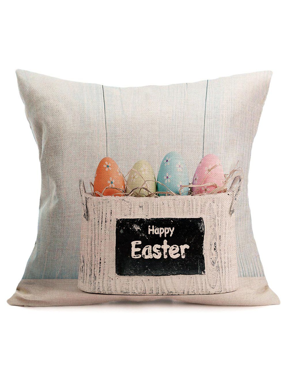 

Easter Colors Eggs Printing Cotton Square Pillowcase, Colormix