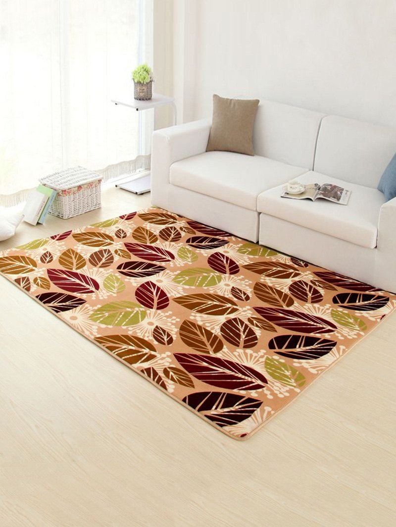 

Palm Leaves Pattern Antiskid Soft Absorbent Rug, Light khaki